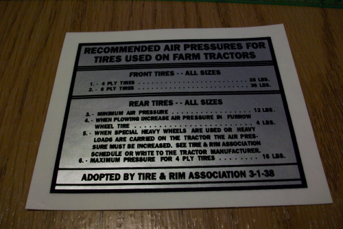 Recommended Air Pressures