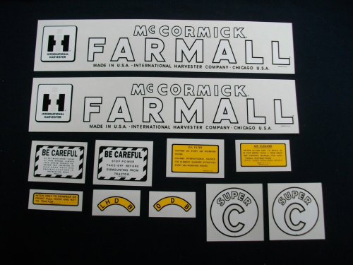McCormick IH/ International Farmall Model Super C Tractor Decal Set 