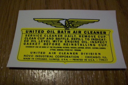 United Oil Bath Air Cleaner